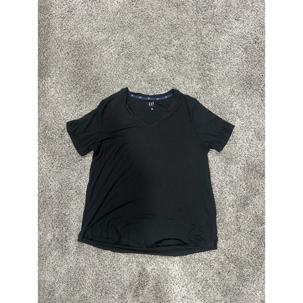 Gap T-Shirt V-Neck Short Sleeve Solid Black Medium M